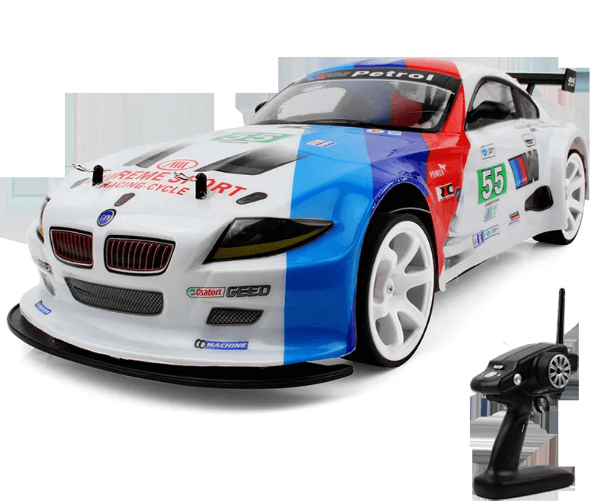 High-Speed Remote Control AWD Racing Car with a sleek design and remote control,