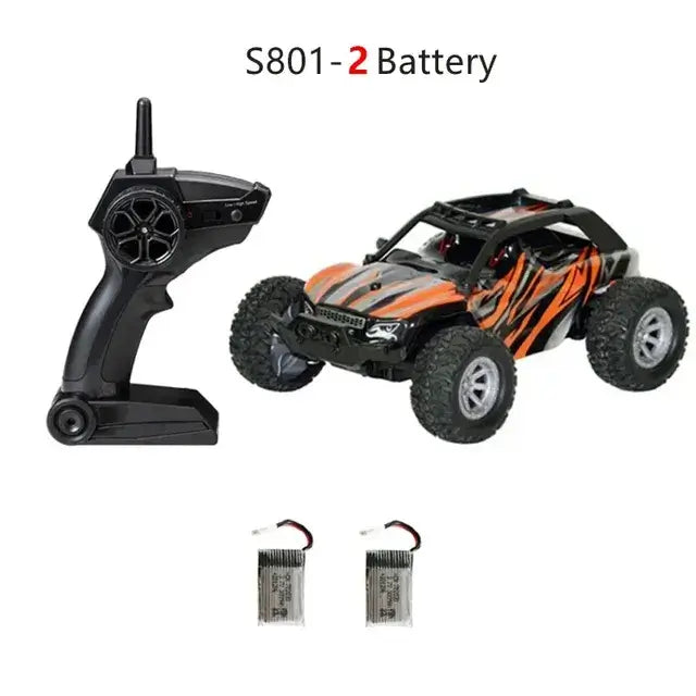 1/32 Scale High-Speed Remote Control Car with LED Lights S801 model with controller and two batteries included.