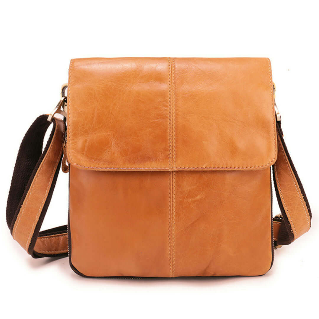 Men's Casual Shoulder Bag in first layer cowhide leather, featuring a stylish and practical design.