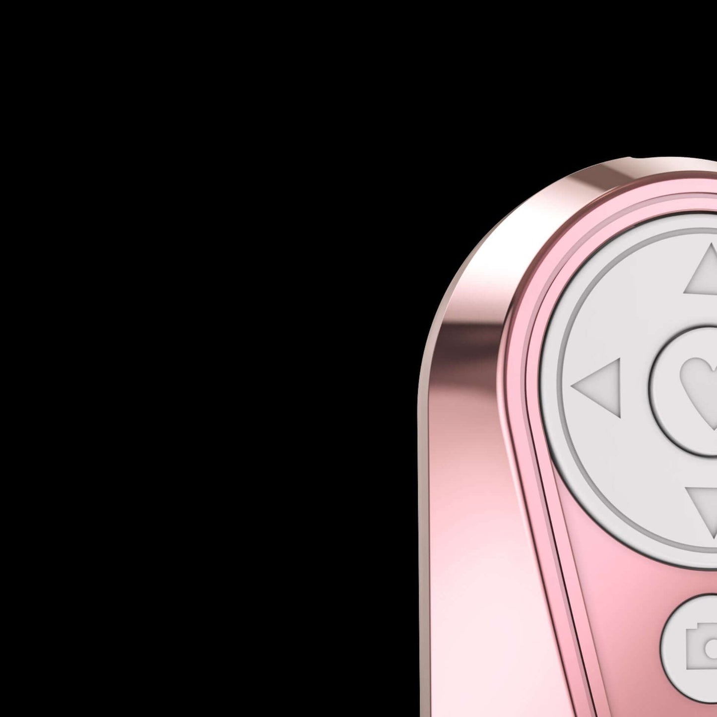 Close-up of a sleek, pink Bluetooth remote for TikTok streaming, showcasing buttons and modern design.