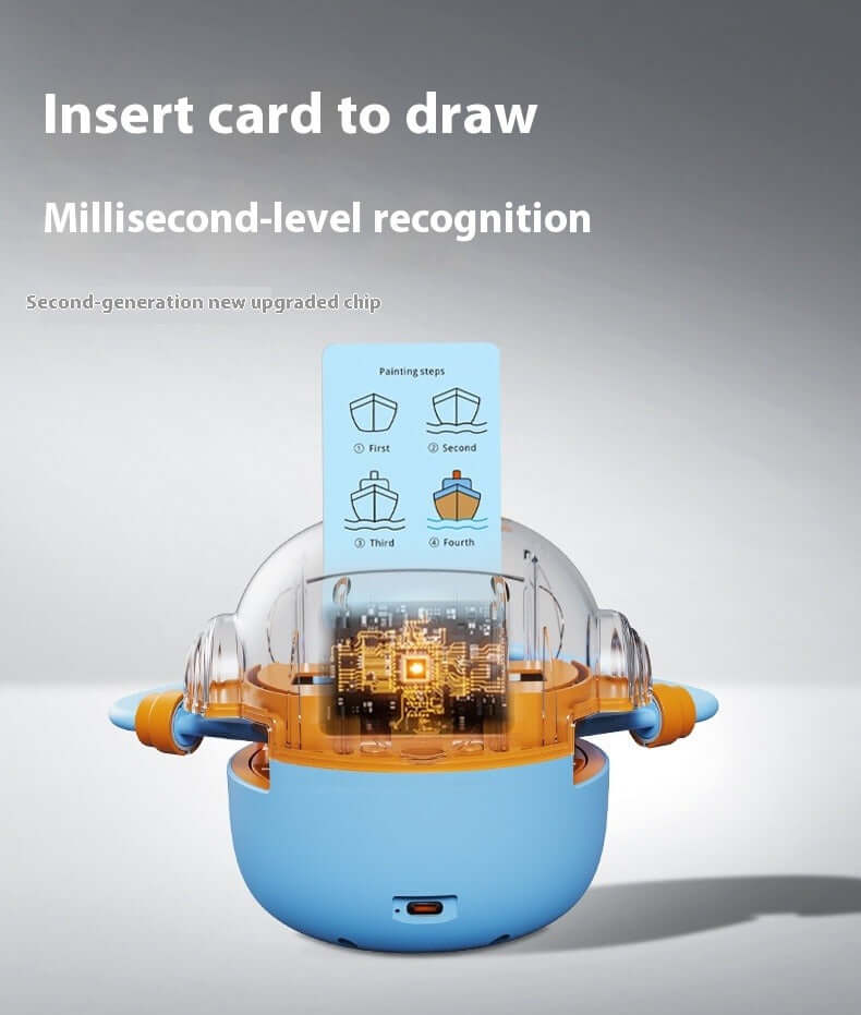 Kids Painting Robot Toy with card insert for drawing and upgraded chip technology.