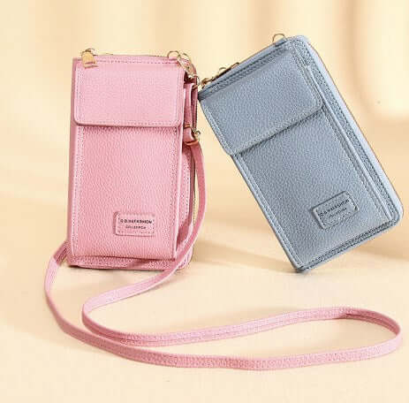 Shoulder Bag, Crossbody Bag, Phone Wallet, Letter Bag in pink and blue with adjustable straps
