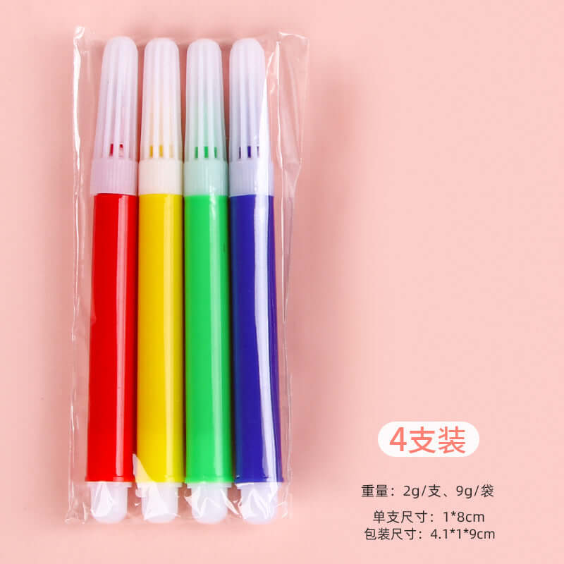 Creative Mini 6-Color Washable Art Markers for Kids in red, yellow, green, and purple set packaging