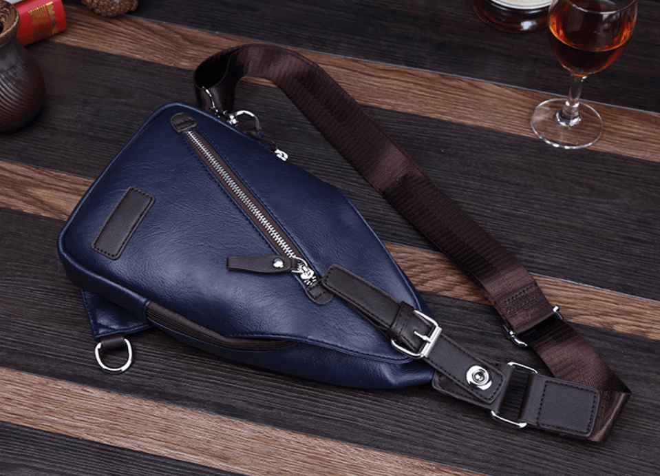 Stylish Chest Bag, Waist Bag, Shoulder Bag, Crossbody Bag made of durable PU leather with zipper buckle opening.