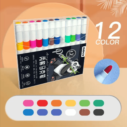 Kids’ Doodle Acrylic Markers – Waterproof & Quick-Drying in a pack of 12 vibrant colors for creative projects.
