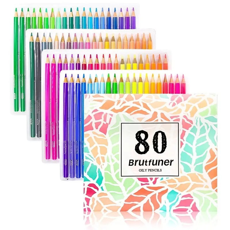 Brutfuner 80 Colors Oily Color Lead Graffiti Pencils set featuring vibrant colored leads for artistic expression.
