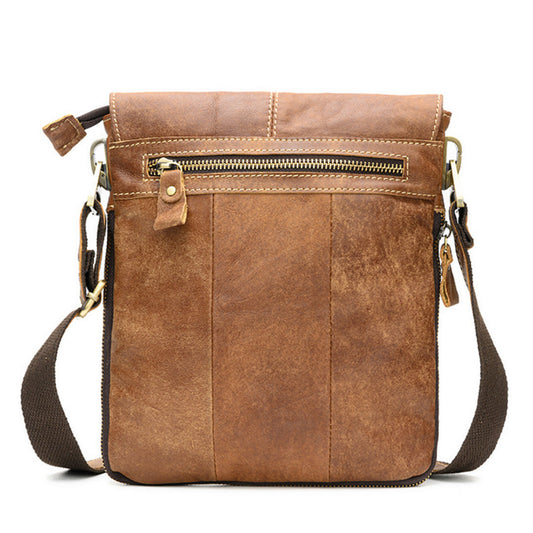 Men's Casual Shoulder Bag in First Layer Cowhide Leather