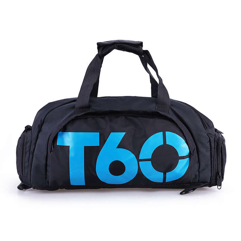 T60 versatile travel gym backpack with durable nylon design and double root straps for comfort.