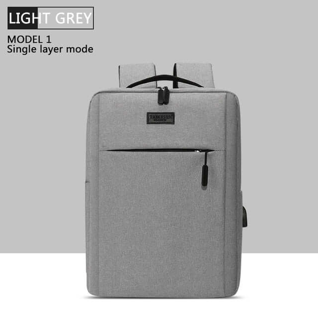Men's Casual Travel Laptop Backpack Daypack in light grey color with a sleek, modern design.
