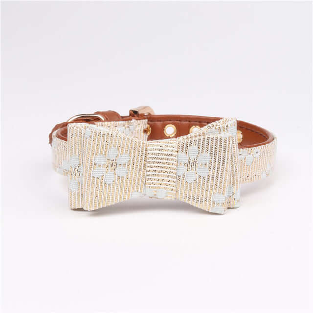 Cute Bowknot Pets Collars featuring a stylish bow design and high-quality PU leather.