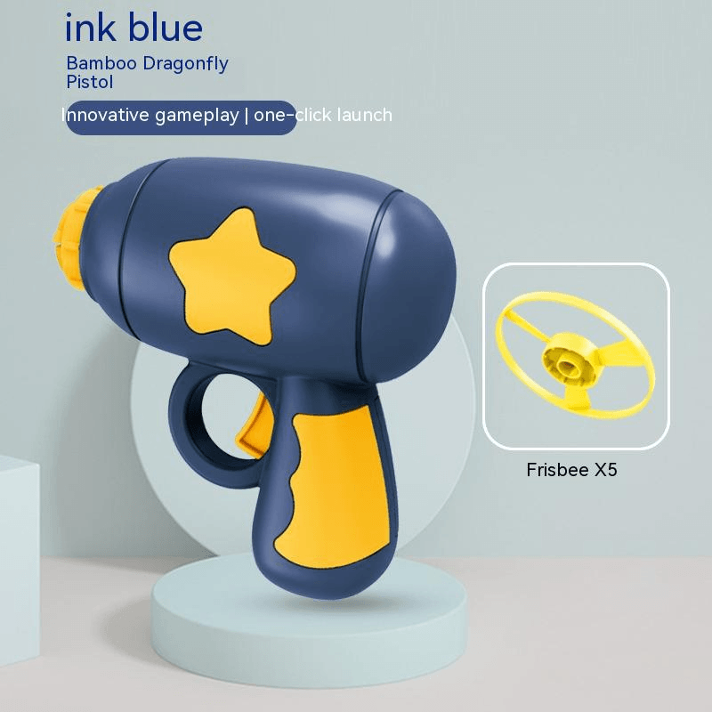 Training launcher with flying discs featuring an ink blue pistol and frisbees for innovative gameplay.