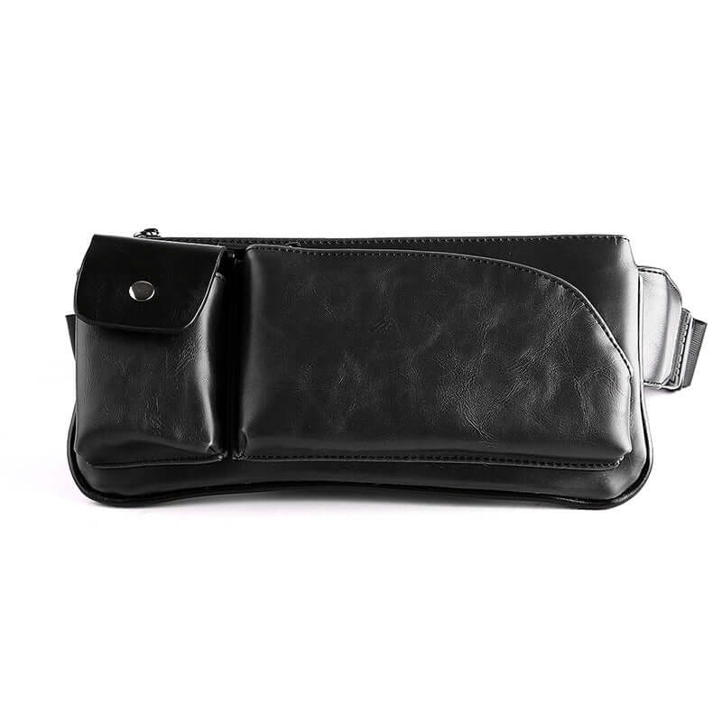 Shoulder Bag, Chest Bag, Crossbody Bag in sleek black leather design with compact storage and stylish appeal.