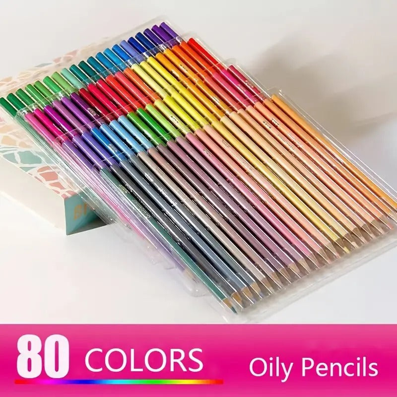 Brutfuner 80 Colors Oily Color Lead Graffiti Pencils displayed in a vibrant array of colors.