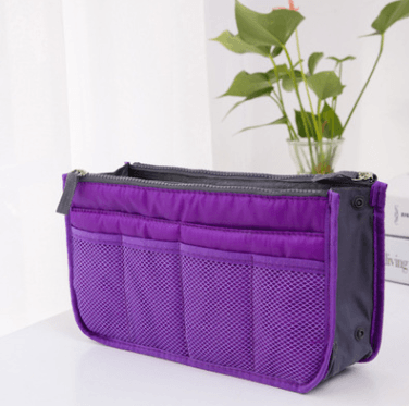 Purple Organizer Bag designed as a Storage Bag, Inner Bag, Makeup Bag for versatile storage solutions.