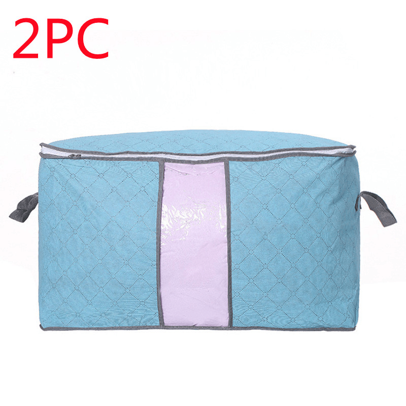 Storage Bag Quilt Storage Bag Moving Packing Bag Clothes Sorting Bag Clothing Duffel Bag in blue with pink accents