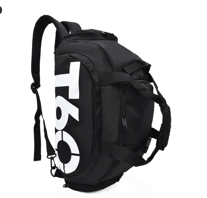 versatile travel gym backpack shown in black nylon design, perfect for everyday use and outdoor activities.