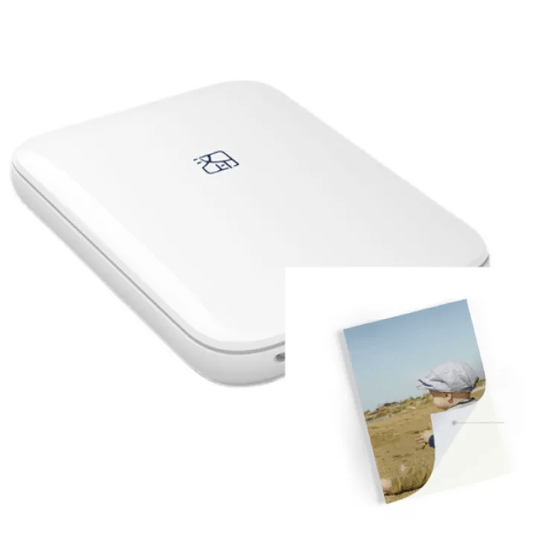 Wireless Color Photo Printer showcasing its sleek design alongside a vibrant printed photo.