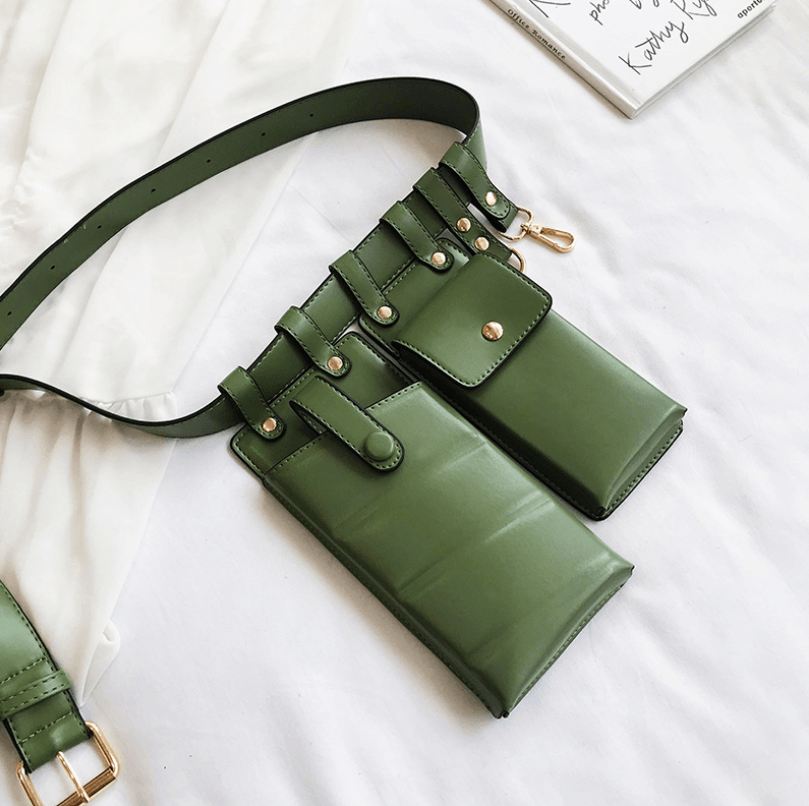 Trendy crossbody bag for girls in green with dual pockets and stylish strap for everyday use.