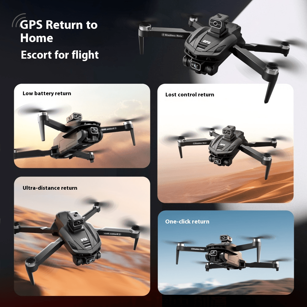 8K GPS drone with obstacle avoidance featuring GPS return to home and various return options.