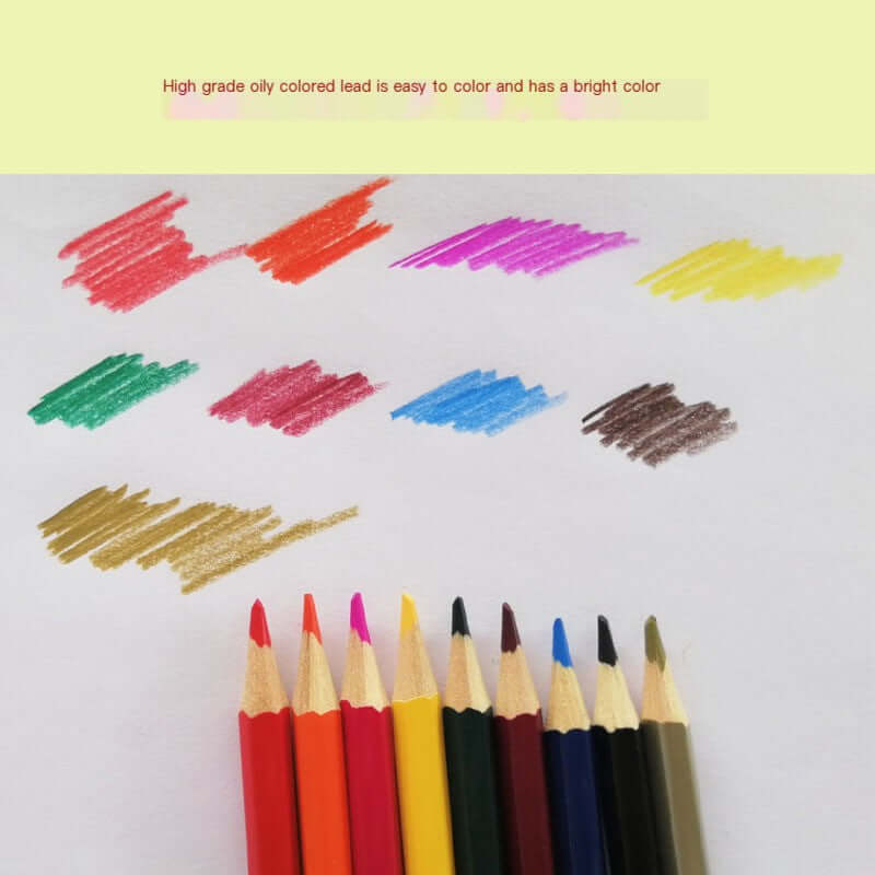 Color swatches created with 72 Colors Premium Oil-Based Colored Pencil Set showcasing vibrant hues and blending.