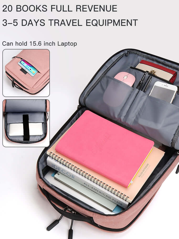 Men's Casual Travel Laptop Backpack Daypack interior showing compartments for laptop and travel essentials.