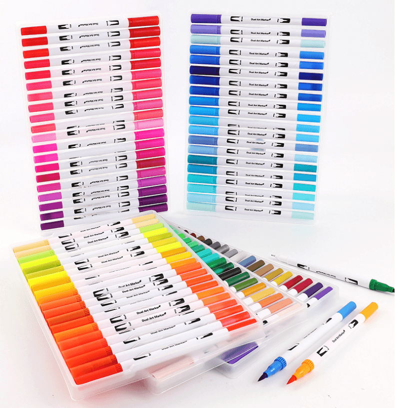 Water-Based Color Markers and Drawing Pens in vibrant colors for artists and students.