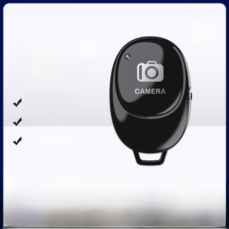 Bluetooth selfie remote for Android iOS in black color, compact design for easy smartphone photography.