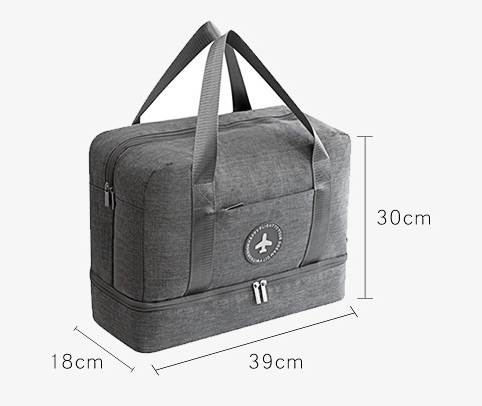 Versatile beach and swim bag in cube shape, gray durable Oxford cloth, perfect for travel and organization.