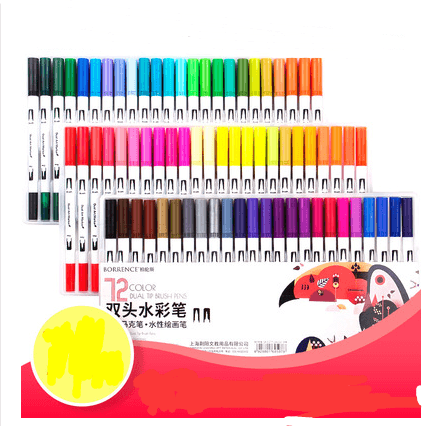 48/72/100 Color Dual-Head Soft Watercolor Pen Set in vibrant colors with dual tips for versatile artistic applications.