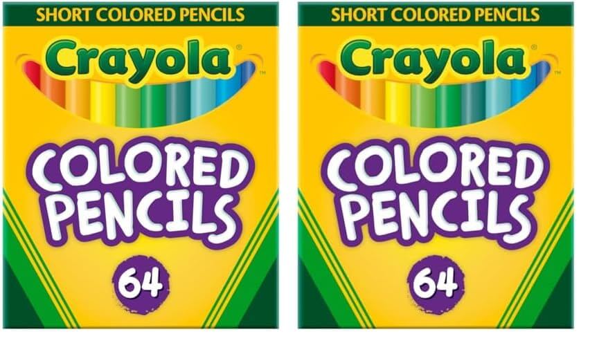 Crayola mini colored pencils for kids in a pack of 2, vibrant colors for creative projects, 64 count.