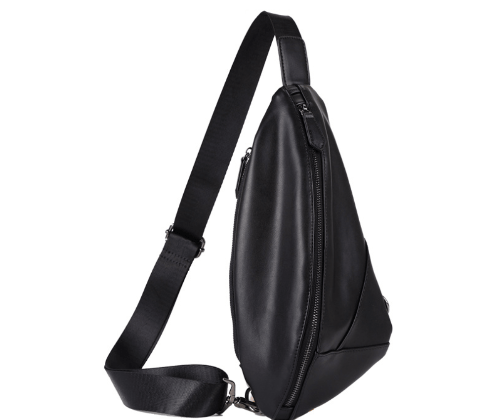 Versatile waist bag made from high-quality PU leather, showcasing a sleek black design and adjustable strap.