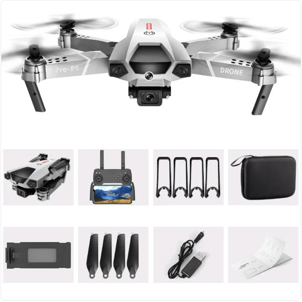 4K dual camera drone with remote control, accessories, and foldable design in a portable gift box.