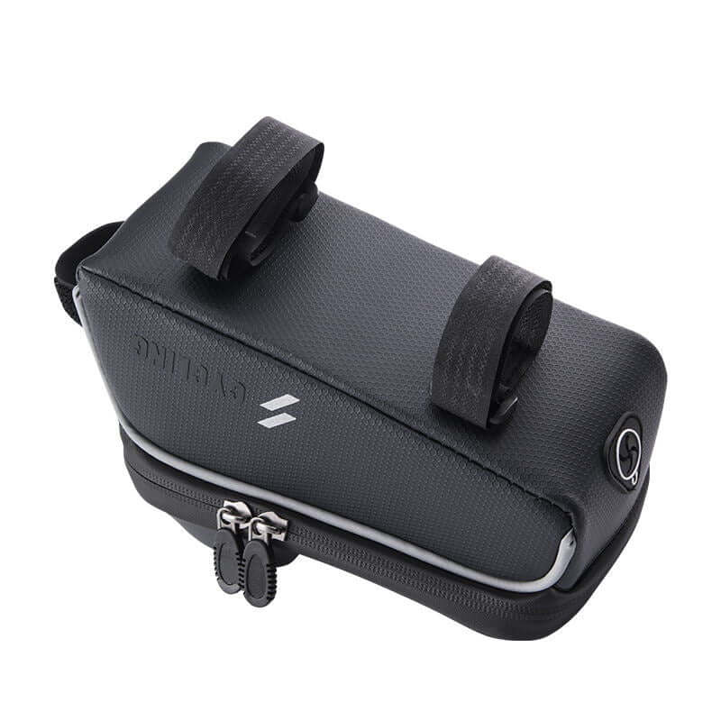 Sleek black handlebar bicycle bag made from durable materials, designed for cycling essentials.