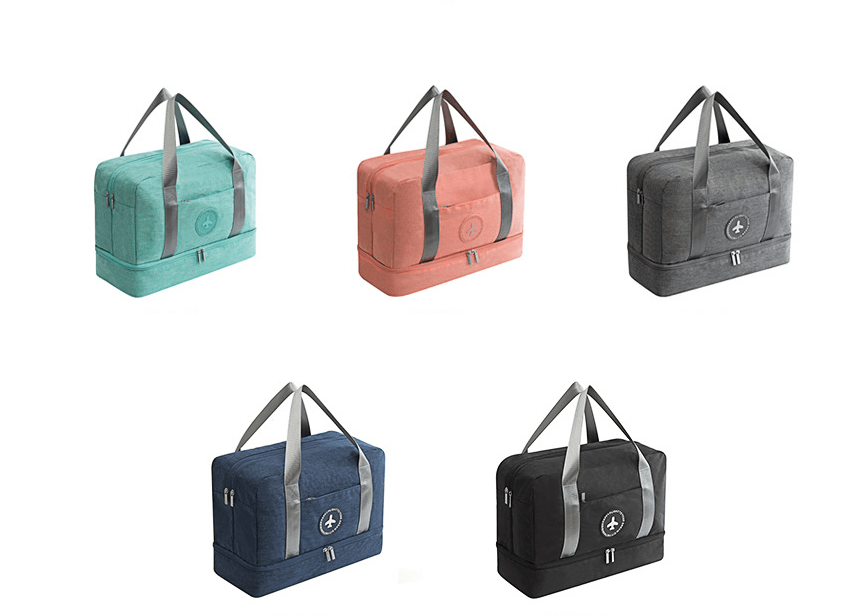 versatile beach and swim bag in five stylish colors: teal, coral, navy, gray, and black.