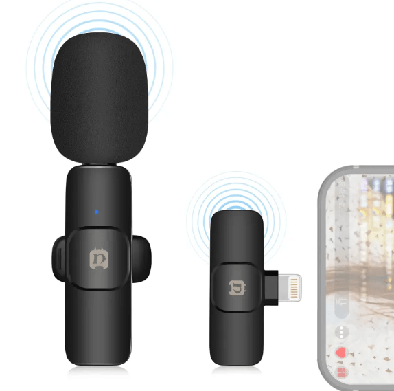 Neck Clip Microphone with wireless connectivity, designed for hands-free audio recording and crystal-clear voice capture.