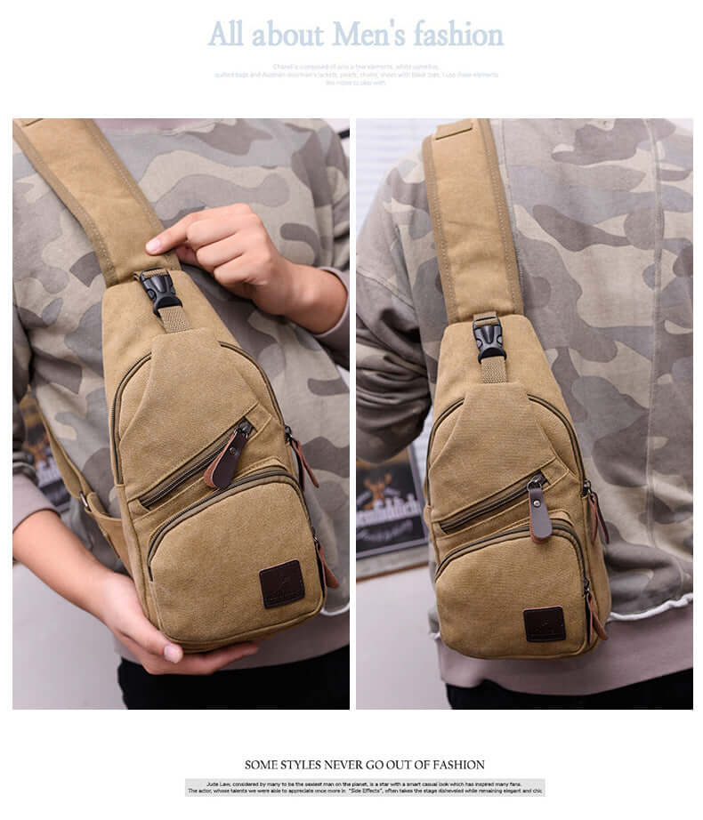 Ergonomic cycling chest bag worn by a person, showcasing its stylish design and functional features.