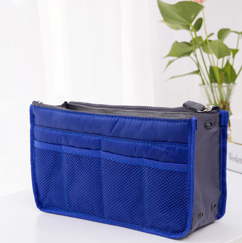 Storage Bag, Inner Bag, Makeup Bag, Organizer Bag in blue with multiple pockets for optimal organization.