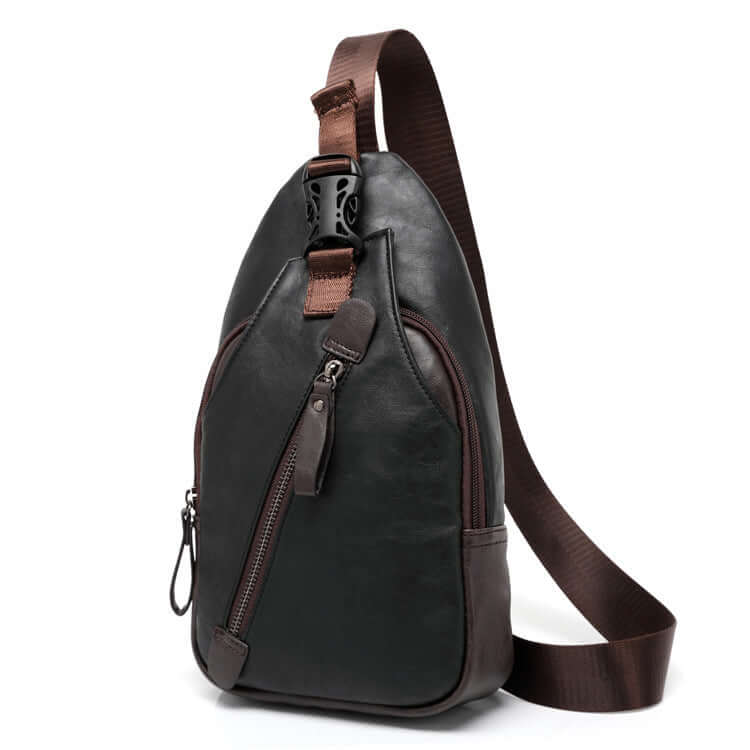 Men's waterproof chest bag, stylish crossbody bag made of premium PU leather with adjustable shoulder strap.