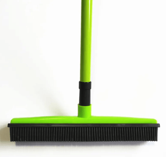 Pet Hair Removal Broom Mop with a green handle and black bristles, designed for easy hair removal from floors.