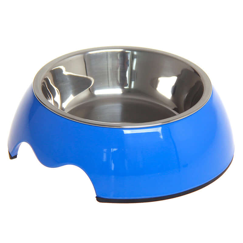 Non-Slip Dual-Use Stainless Steel Pet Bowl in blue with non-slip base, perfect for pets at mealtime.