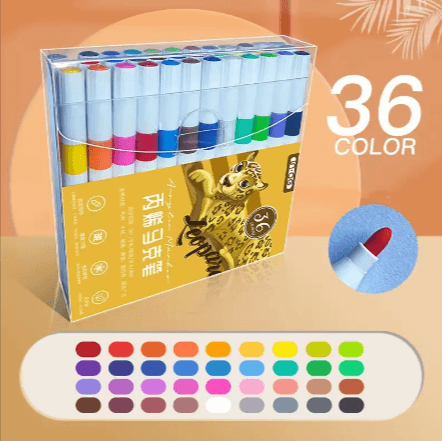 Kids’ Doodle Acrylic Markers – Waterproof & Quick-Drying set displaying vibrant colors in a clear box.