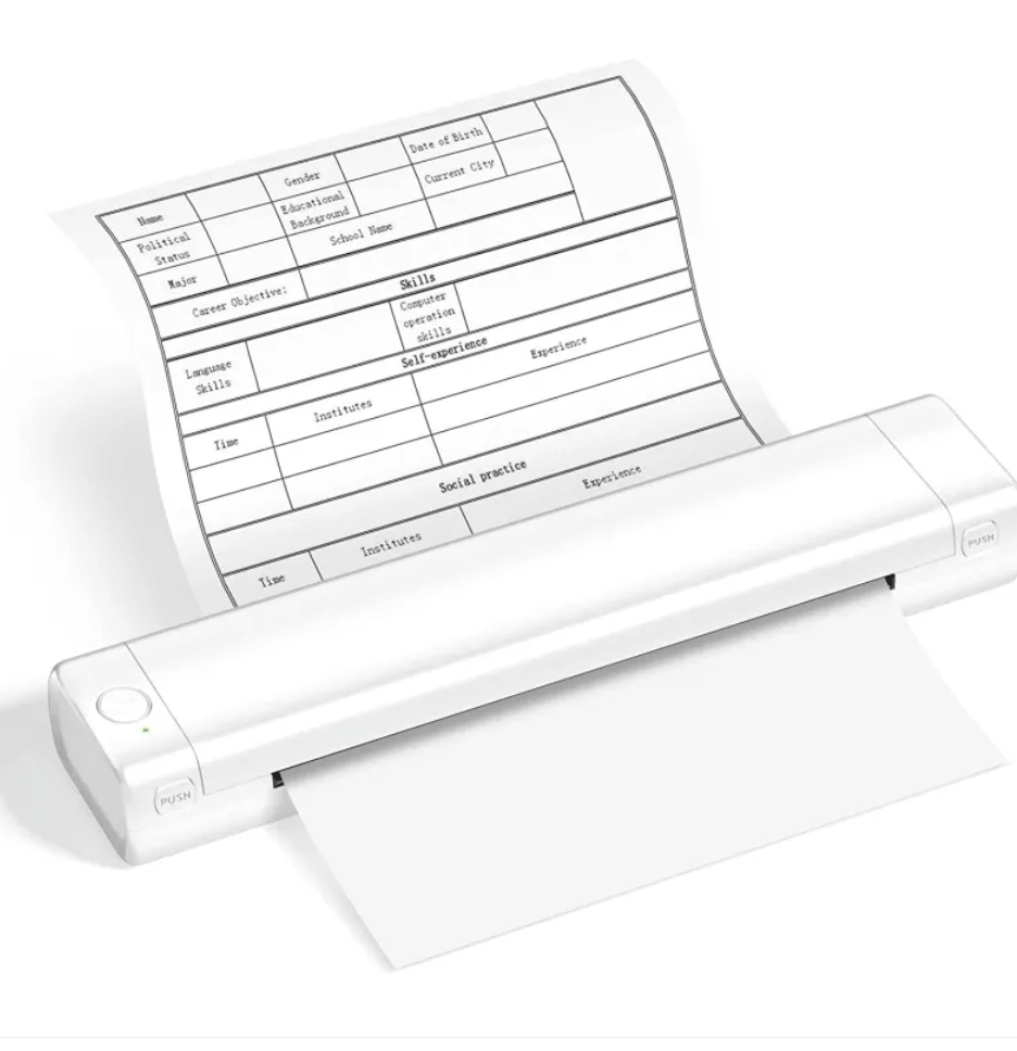 Portable A4 Thermal Printer printing a clear and organized document, perfect for students and professionals.