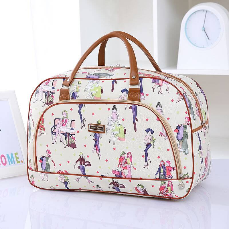 Multifunctional travel storage bag featuring stylish illustrations and a chic design for versatile use.