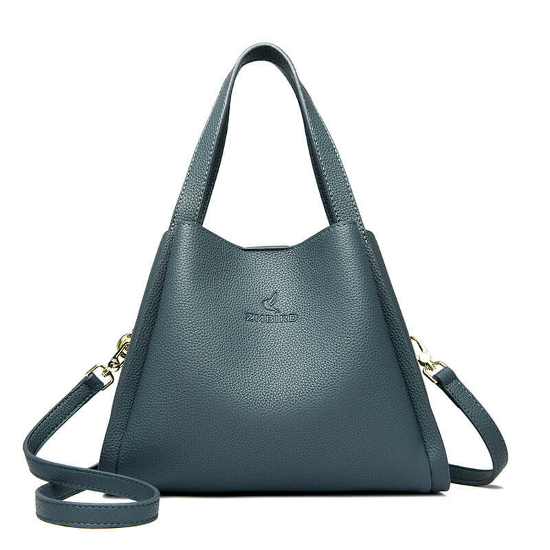 New Women's Tote Crossbody Shoulder Bag in stylish gray PU material with durable structure.