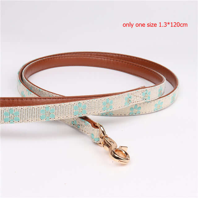Cute Bowknot Pets Collars - Stylish and durable dog collar with light blue floral design.