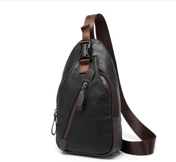 Stylish chest bag crossbody made from high-quality materials, featuring a sleek design in black and brown colors.