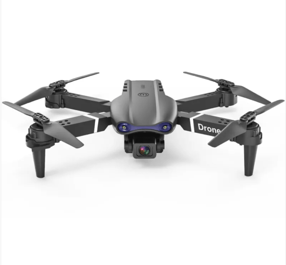 E99 Folding 4K Camera Drone with Remote Control showcasing its design and four propellers.