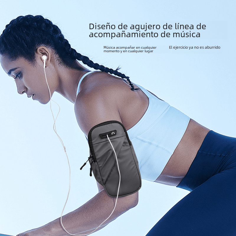 Adjustable waterproof arm bag designed for music accompaniment during workouts, ideal for running and cycling.