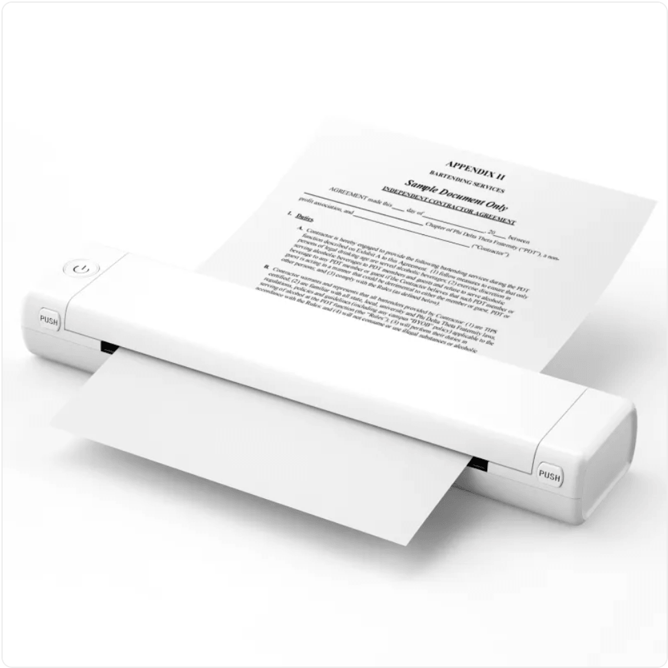 A4 Portable Wireless Bluetooth Thermal Printer for Travel & Mobile Office, Compatible with Tattoo Paper – Phomemo M08F with paper.